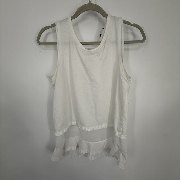 J Crew Womens Sleeveless Layered Top size Small White Chiffon Hem Zipper Back - Picture 12 of 12